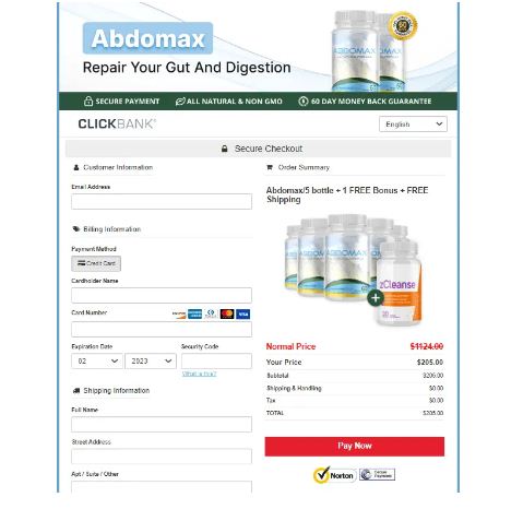Abdomax order page
